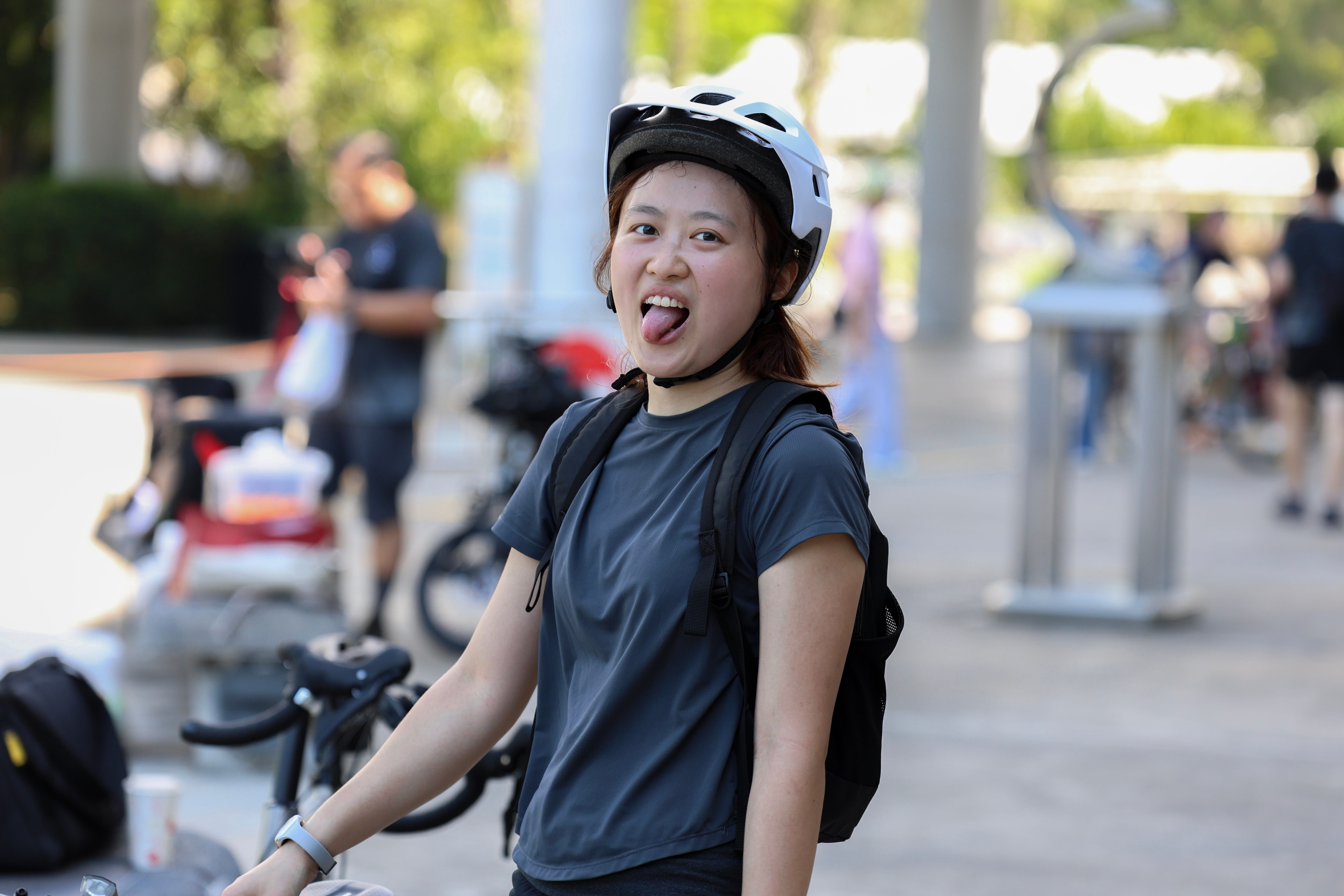 Woman with bike.